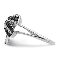 White Night Sterling Silver Rhodium-plated Black and White Diamond Bow Ring view 3