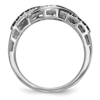 Sterling Silver Black and White Diamond Ring view 2