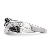 Sterling Silver Black and White Diamond Ring view 3