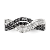Sterling Silver Black and White Diamond Ring view 4