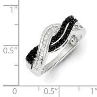 Sterling Silver Black and White Diamond Ring view 5