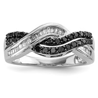 Sterling Silver Black and White Diamond Ring view 1