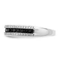 White Night Sterling Silver Rhodium-plated Black and White Diamond Band view 3