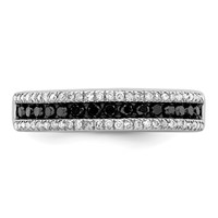 White Night Sterling Silver Rhodium-plated Black and White Diamond Band view 4