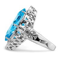 Sterling Silver Rhodium Oval Blue Topaz Ring view 4