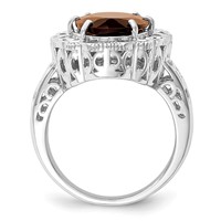 Sterling Silver Rhodium Smoky Quartz Ring view 2