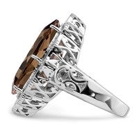 Sterling Silver Rhodium Smoky Quartz Ring view 4
