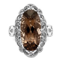 Sterling Silver Rhodium Smoky Quartz Ring view 5