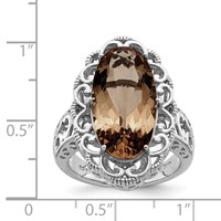 Sterling Silver Rhodium Smoky Quartz Ring view 3