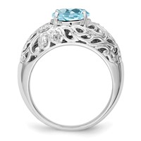 Sterling Silver Rhodium Sky Blue Topaz & Diam. Ring view 2