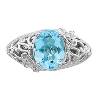 Sterling Silver Rhodium Sky Blue Topaz & Diam. Ring view 5