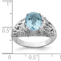 Sterling Silver Rhodium Sky Blue Topaz & Diam. Ring view 3