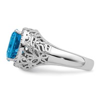 Sterling Silver Rhodium Oval Swiss Blue Topaz & Diam. Ring view 4