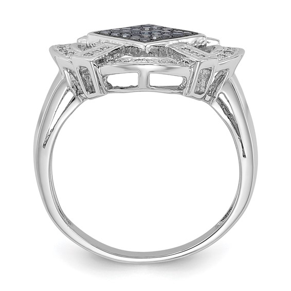Sterling Silver Polished Black & White Diamond Ring