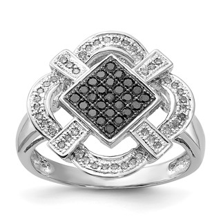 Sterling Silver Polished Black & White Diamond Ring