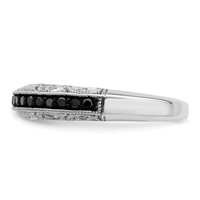 White Night Sterling Silver Rhodium-plated Black and White Diamond Band view 3