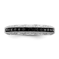 White Night Sterling Silver Rhodium-plated Black and White Diamond Band view 4
