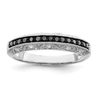 White Night Sterling Silver Rhodium-plated Black and White Diamond Band view 1