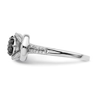 White Night Sterling Silver Rhodium-plated Black and White Diamond Love Knot Ring view 3