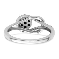 White Night Sterling Silver Rhodium-plated Black and White Diamond Love Knot Ring view 5