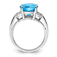 Sterling Silver Rhodium Swiss Blue Topaz & Diam. Ring view 2