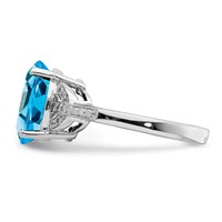Sterling Silver Rhodium Swiss Blue Topaz & Diam. Ring view 3
