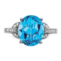 Sterling Silver Rhodium Swiss Blue Topaz & Diam. Ring view 4