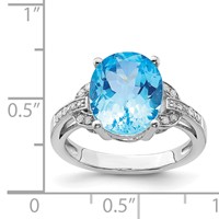 Sterling Silver Rhodium Swiss Blue Topaz & Diam. Ring view 5