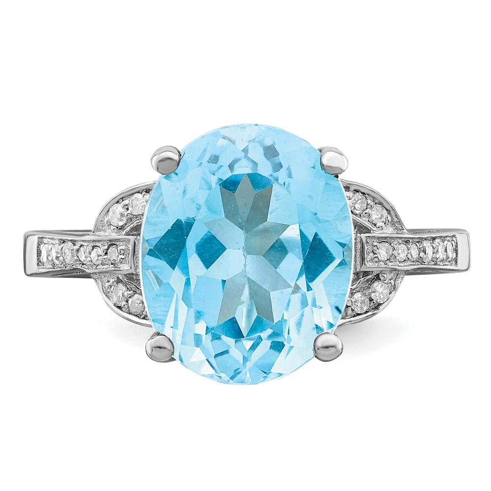 Sterling Silver Rhodium Sky Blue Topaz & Diam. Ring (QR3320LSBT-7)