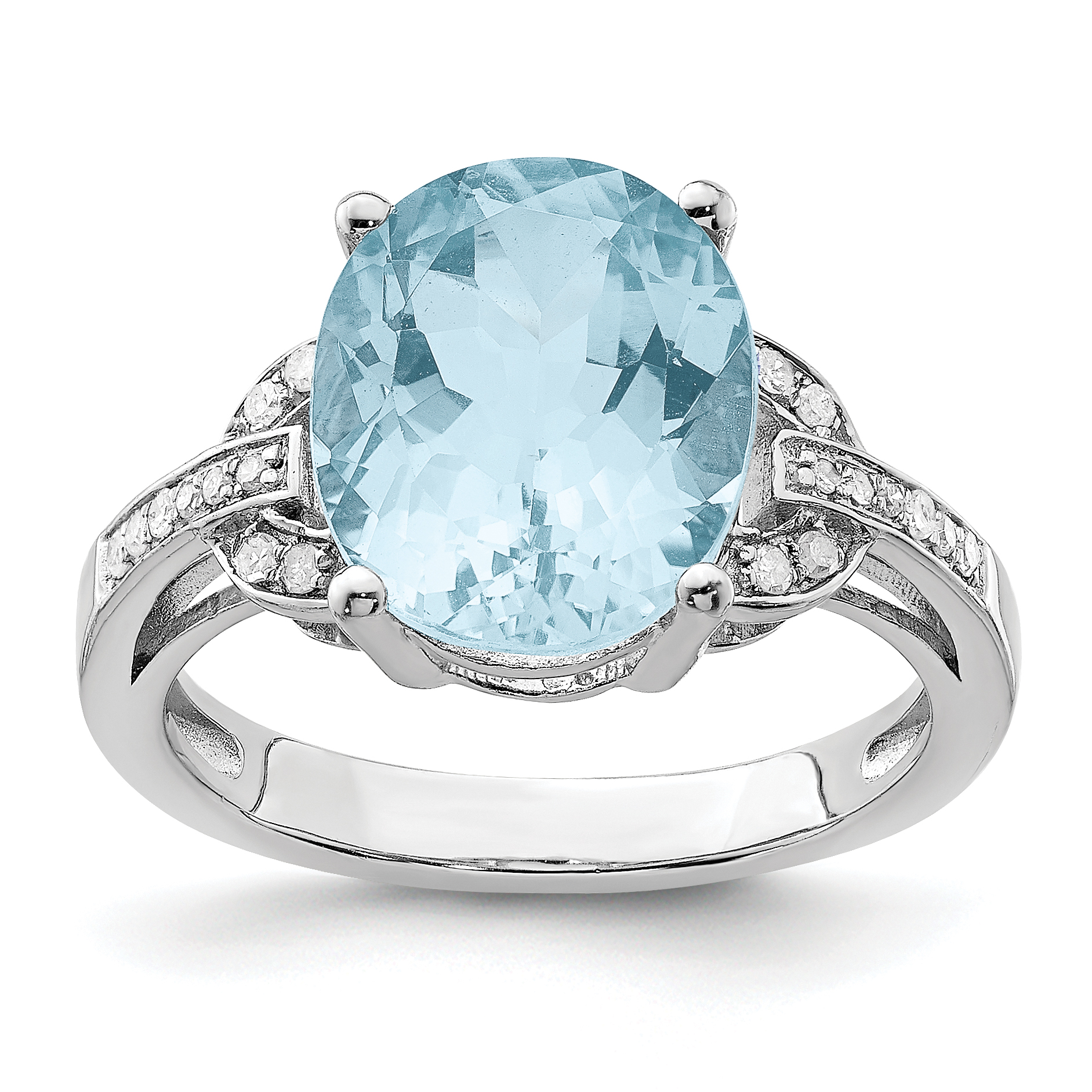 Sterling Silver Rhodium Sky Blue Topaz & Diam. Ring (QR3320LSBT-7)