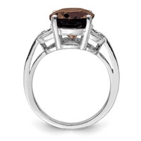 Sterling Silver Rhodium Smoky Quartz & Diam. Ring view 2