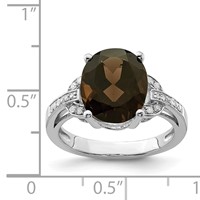 Sterling Silver Rhodium Smoky Quartz & Diam. Ring view 5