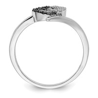 White Night Sterling Silver Rhodium-plated Black and White Diamond Double Heart Ring view 2