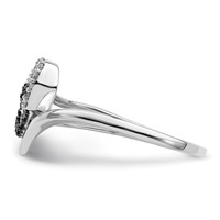 White Night Sterling Silver Rhodium-plated Black and White Diamond Double Heart Ring view 3