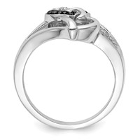 White Night Sterling Silver Rhodium-plated Black and White Diamond Heart Ring view 2