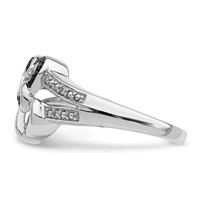 White Night Sterling Silver Rhodium-plated Black and White Diamond Heart Ring view 3