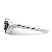 White Night Sterling Silver Rhodium-plated Black and White Diamond Double Heart Ring view 3