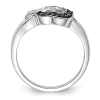 White Night Sterling Silver Rhodium-plated Black and White Diamond Hearts Ring view 2
