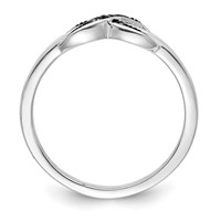 White Night Sterling Silver Rhodium-plated Black and White Diamond Ring view 2