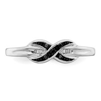 White Night Sterling Silver Rhodium-plated Black and White Diamond Ring view 4