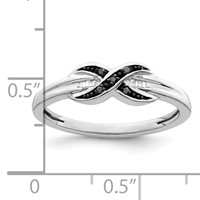 White Night Sterling Silver Rhodium-plated Black and White Diamond Ring view 5