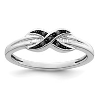 White Night Sterling Silver Rhodium-plated Black and White Diamond Ring view 1
