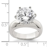 Sterling Silver Solitaire Round CZ Ring view 3