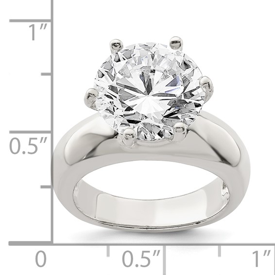 Sterling Silver Solitaire Round CZ Ring