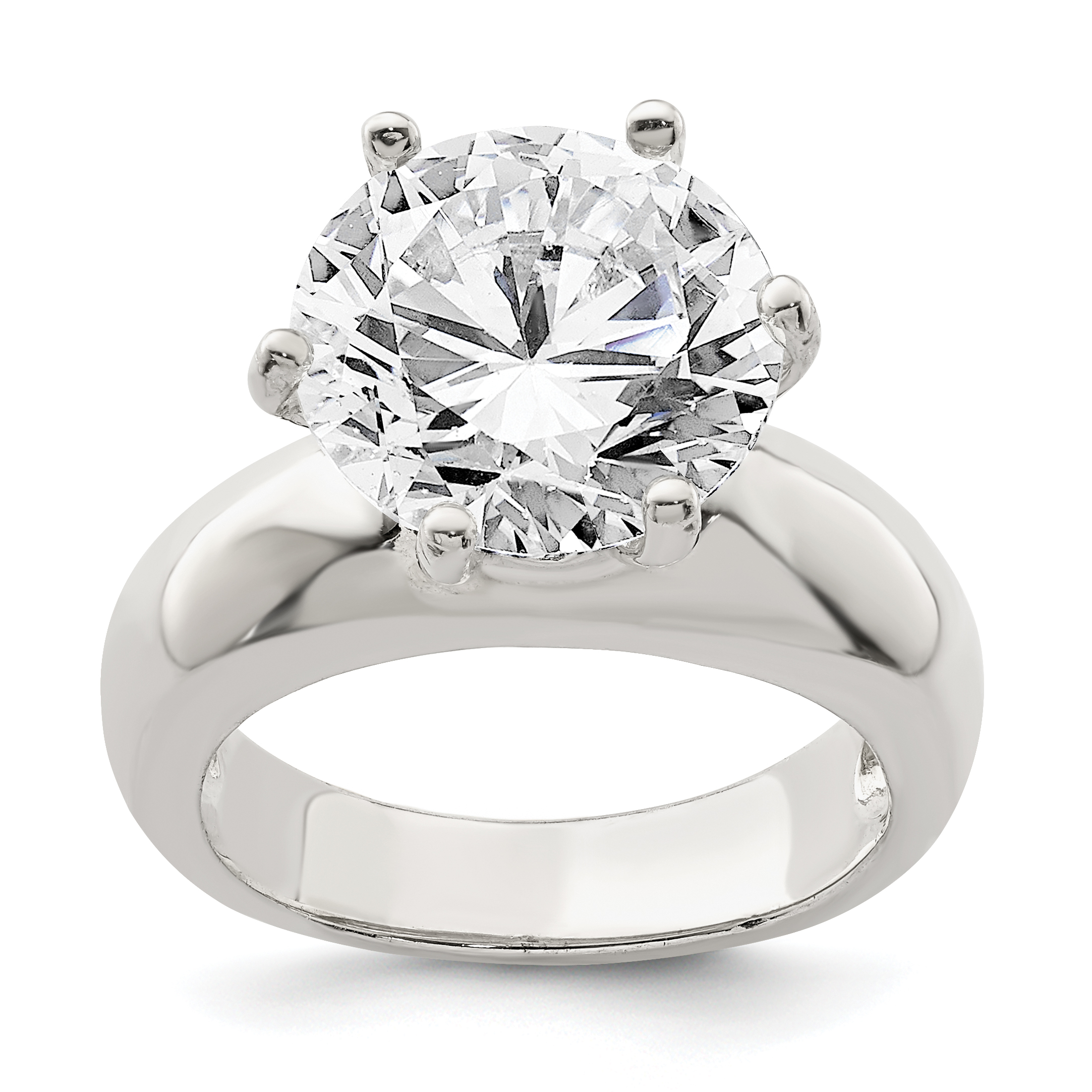 Sterling Silver Solitaire Round CZ Ring (QR34-6)