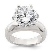 Sterling Silver Solitaire Round CZ Ring view 1