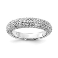 Sterling Silver Pavé Rhodium-plated 113 Stone CZ Ring view 1