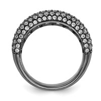 Sterling Silver Pav‚ Ruthenium-plated 113 Stone CZ Ring view 2