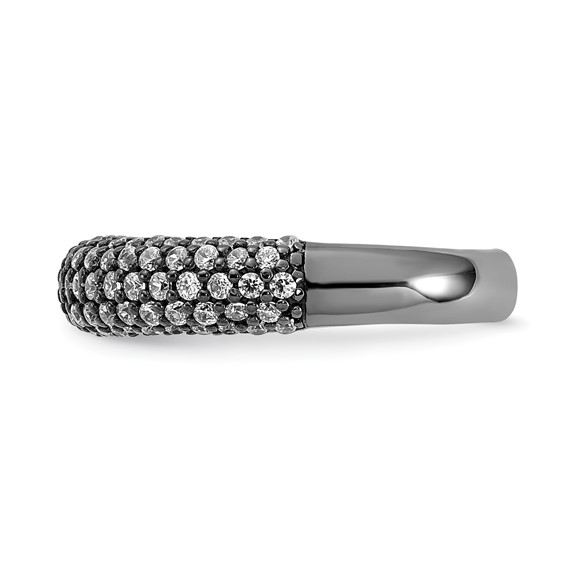 Sterling Silver Pavé Ruthenium-plated 113 Stone CZ Ring