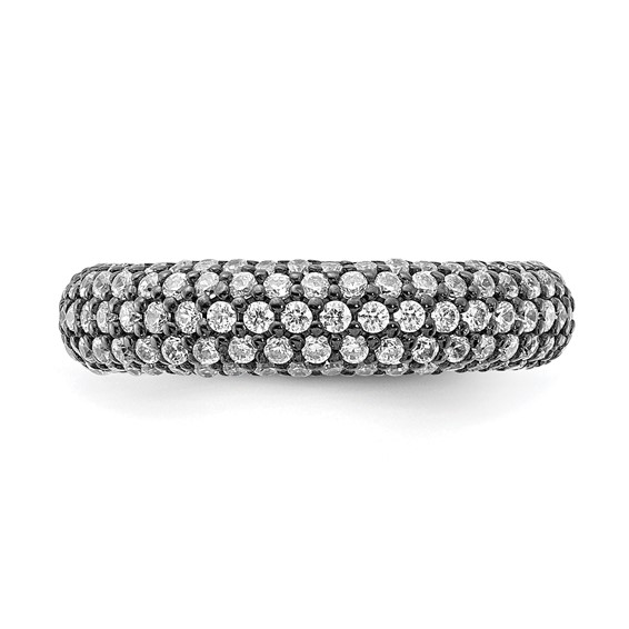 Sterling Silver Pavé Ruthenium-plated 113 Stone CZ Ring